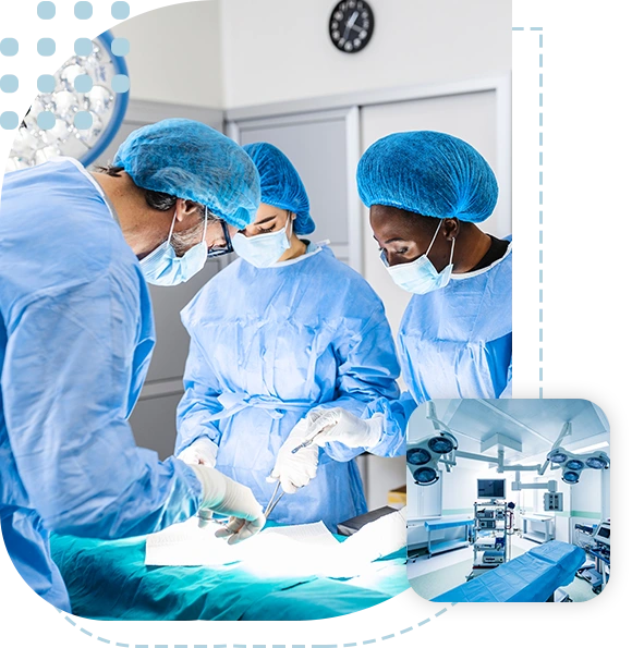 Surgical team performing surgery in modern operation theater