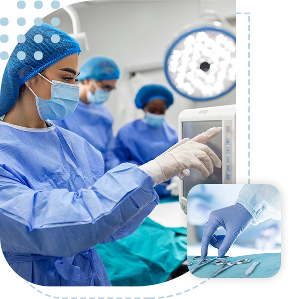 Anesthesiologist keeping track of vital functions of the body during cardiac surgery.