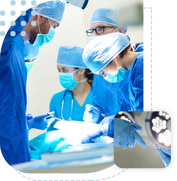 Close up of surgery team operating